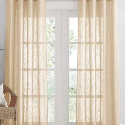 HOMEMONDE Beige Set of 2 Sheer Long Door Curtain-24