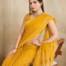 Mitera Bandhani Printed Zari Pure Chiffon Saree-8