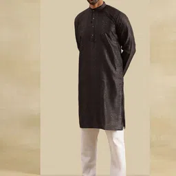 SOJANYA Men Embroidered Regular Kurta with Pyjamas With Nehru jacket image 4
