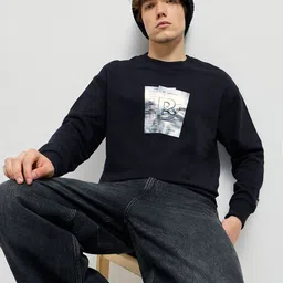 THE BEAR HOUSE Men Graphic Printed Round Neck Cotton Pullover Sweatshirt-picture-11
