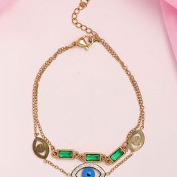 Bohey by KARATCART Women Cubic Zirconia Antique Gold-Plated Charm Bracelet-45