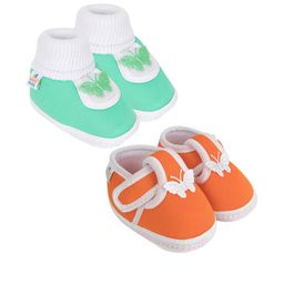 NESKA MODA 3 To 12 Months Baby Boys & Baby Girls Set of 2 Pair Combo Cute Cotton Butterfly Booties-19