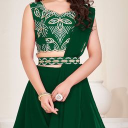 Warthy Ent Embroidered Thread Work Semi-Stitched Lehenga & Unstitched Blouse With Dupatta image 3