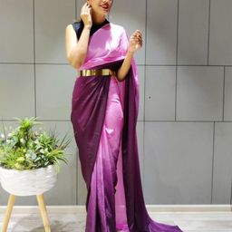 VRAGI Ready to Wear Ombre Dyed Chinon Saree with Blouse Piece-image-89