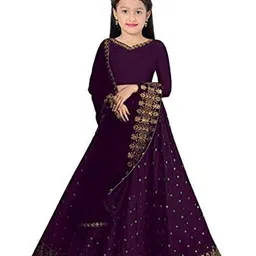 F Plus Fashion Girls Purple Embellished Semi-Stitched Lehenga Blouse With Dupatta-image-68