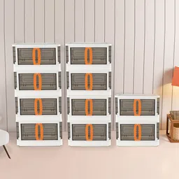Kuber Industries White & Grey 10 Pieces Multi-Utility Organisers-1