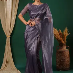 all about you Solid Embroidered Net Saree-picture-29
