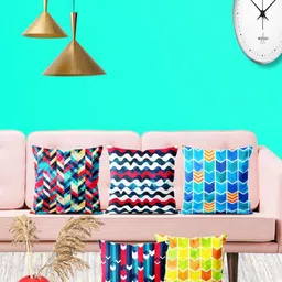 ArtzFolio Multicoloured Set of 5 Square Cushion Covers-picture-15