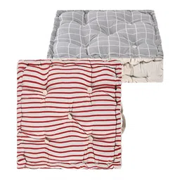 Myntra Elegant Homes Grey & Maroon 2 Pieces Checked Cotton Chair Pads-image-90