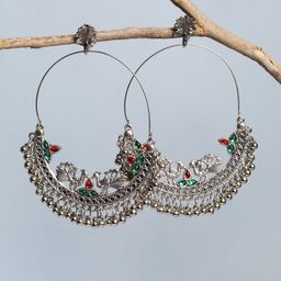 Saagah German Silver Articial Stones Studded And Beaded Contemporary Chandbalis-25