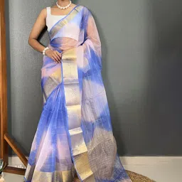 all about you Ombre Zari Organza Saree With Unstitched Blouse Piece-picture-15