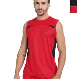 FTX Pack Of 3 Colourblocked Round Neck Sleevesless T-shirts-image-66