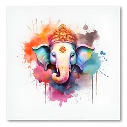 SAF White & Blue Lord Ganesha Canvas Religious Wall Painting-image-96