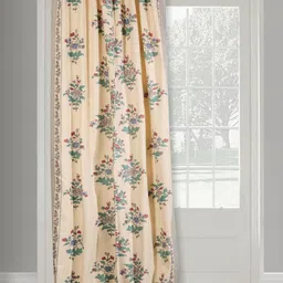 Fabindia Wabi Sabi Beige & Green Floral Printed Cotton Door Curtain-image-27