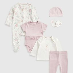 mothercare Infants Girls 6 Pieces Printed Pure Cotton Baby Apparel Set-55