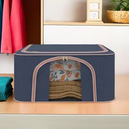 Kuber Industries Navy Blue & Pink Reusable Drawer Organiser With Zip 66ltr-40