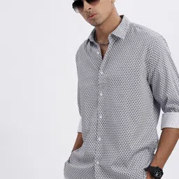 SHOWOFF Men Standard Spread Collar Micro Ditsy Printed Cotton Slim Fit Casual Shirt-image-99