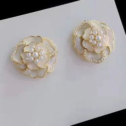 SZN Pearls Floral Shaped Enamelled Korean Studs-50