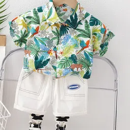 YK Printed Shirt-Collar Shirt With Shorts Clothing Set-image-74