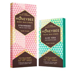 Honeybee Set Of 2 Strawberry Body & Aloe Vera Facial Wax Strips - 8 Strips & 12 Strips-picture-30