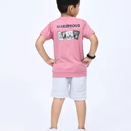 Mini Pattern Kids Printed Short Sleeves Cotton T-shirt With Shorts-image-87