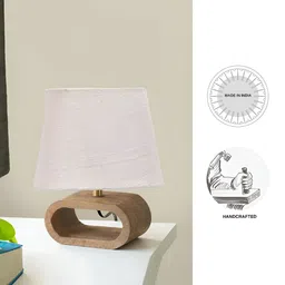 Devansh White Wood Traditional Frusturical Shaped Table Lamp-11