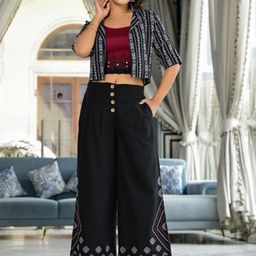 Juniper Geometric Printed Top & Palazzos With Shrug Co-Ord Set-0