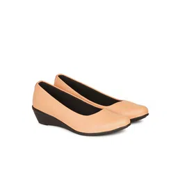 FOOTSHEZ Flared Sleeves Round Toe Wedge Heel Pumps-24