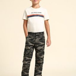 U.S. Polo Assn. Kids Boys Camouflage Printed Classic Cargos Trousers-image-33