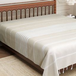 Aura Beige & White Striped 210 TC Cotton King Bedsheet 2.29 m x 2.54 m-image-42