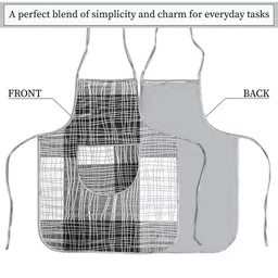 Kuber Industries 2-Pcs Black & White Printed Waterproof Apron With Center Pocket image 5