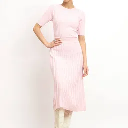 SALT ATTIRE Caroline Ribbed Round Neck Fitted Top With Midi Skirt-image-30