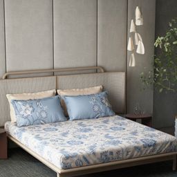 DDecor Blue & White Floral 180 TC Pure Cotton  King Bedsheet with 4 Pillow Covers-image-76