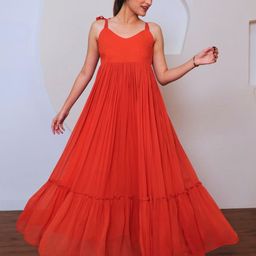 KAJODI Women Orange Paradise Long Dress-image-34