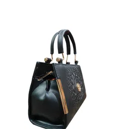 AAIFA Floral PU Structured Satchel with Cut Work image 2