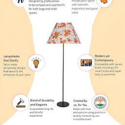 Devansh White & Orange-Coloured Printed Frustum FloorLamps-25
