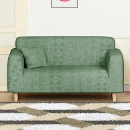 Myntra Elegant Homes Green Tribal Pattern Double Seater Sofa Cover With Cushion Cover-image-13