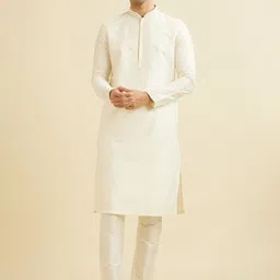 Manyavar Floral Yoke Design Straight Thread Work Kurta with Pyjamas-image-35