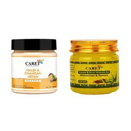 CARET ORGANIC Haldi & Chandan Ubtan Face Pack & Papaya , Kesar Aloevera Gel- 100 g Each-6