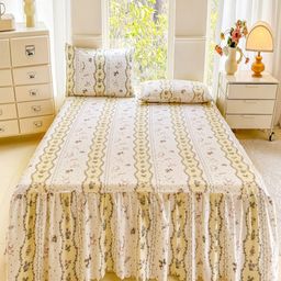 JC HOME Beige & Green Printed 140 TC King Bedsheet Set 1.80 m x 2.20 m-image-64