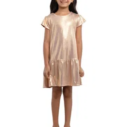 UNDER FOURTEEN ONLY Girls Cotton Round Neck Drop Waist Dress-image-16