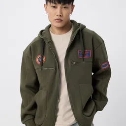 The Souled Store Men Printed Hooded Front-Open Sweatshirt-picture-2