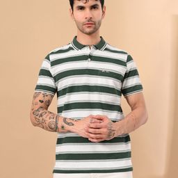 STARFOX Men Striped Polo Collar Cotton T-shirt-image-79