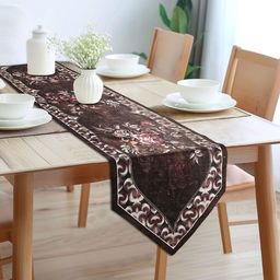 Aura Brown & Pink Floral Printed Cotton Light-Weight Centre Coffee Table Runner-image-97
