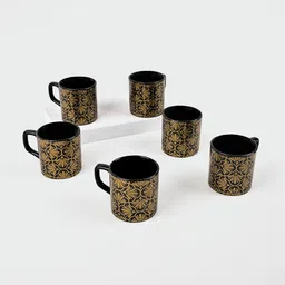 Storepedia Black & Gold-Toned Handcrafted Printed Ceramic Matte Cups Set of Cups and Mugs-21