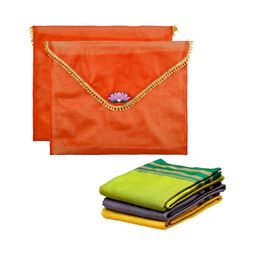 Aura Orange & Gold-Toned 2 Pieces Self Design Multi-Utility Organisers With Flap Closure-25