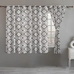 ANA Grey & White Set of 3 Floral Room Darkening Window Curtain-2