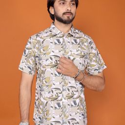 BLYNK Men Printed Casual Beige, Grey, White Shirt-image-53