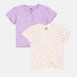 MINI KLUB Girls Pack Of 2 Cotton Printed Jhabla Vests-image-97