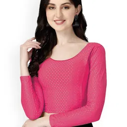 HERE&NOW Woven-Design Round Neck Stretchable Saree Blouse-picture-19